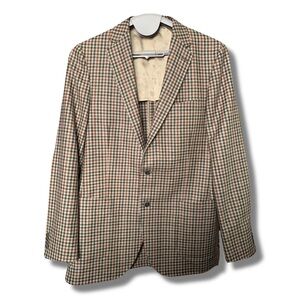 Peter Millar Plaid Elbow Patch Sports Coat Size 42